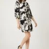 Wallis Mono Floral Pleat Detail Shift Dress