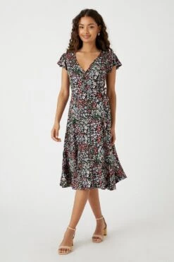 Wallis Petite Multi Ditsy Jersey Wrap Dress