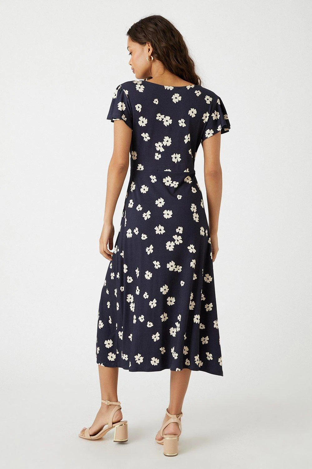 Wallis Petite Navy Floral Jersey Midi Dress - Image 3