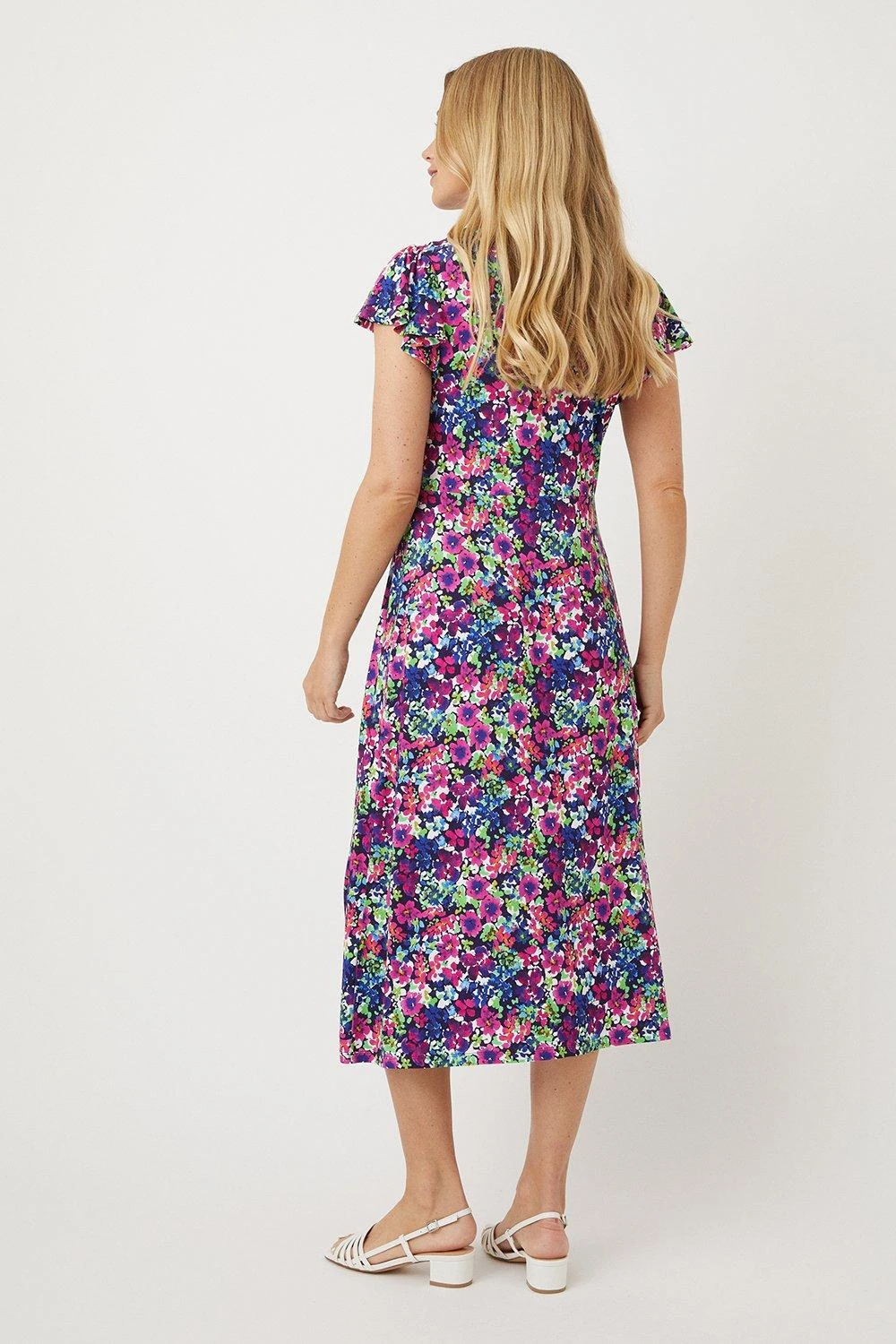 Wallis Petite Pink Floral Jersey Midi Dress - Image 3