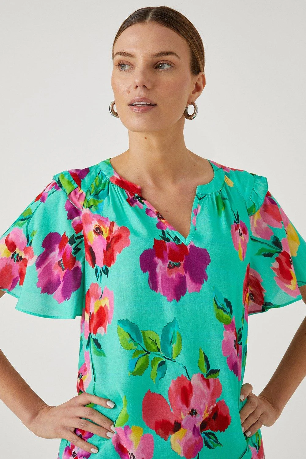 Wallis Garden Floral Ruffle Detail Top - Image 2