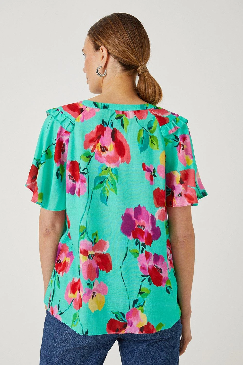 Wallis Garden Floral Ruffle Detail Top - Image 3