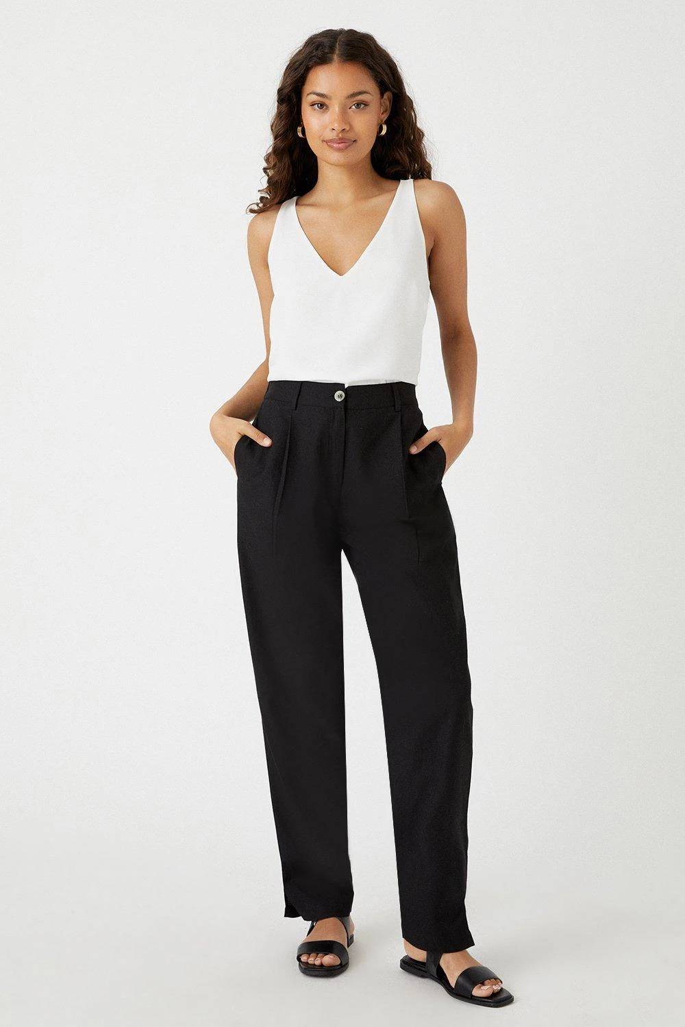 Wallis Petite Linen Look Tapered Trousers