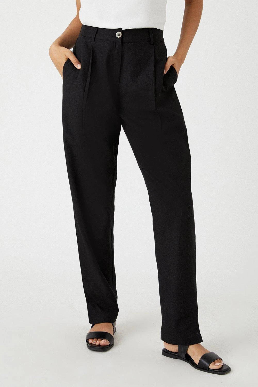 Wallis Petite Linen Look Tapered Trousers - Image 2