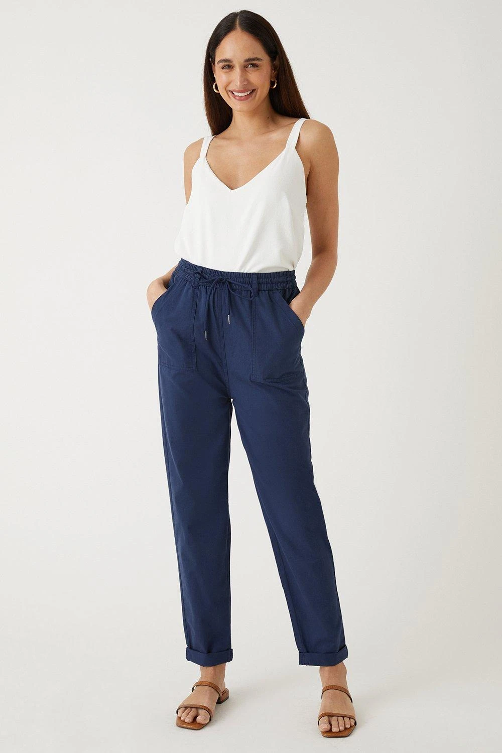 Wallis Elasticated Tapered Roll Up Trousers
