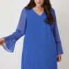 Wallis Curve Blue Flute Sleeve Shift Dress