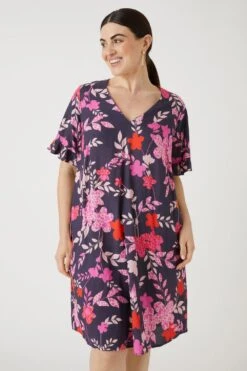 Wallis Curve Pink Floral Print Shift