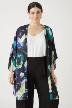 Wallis Curve Photographic Floral Satin Kimono