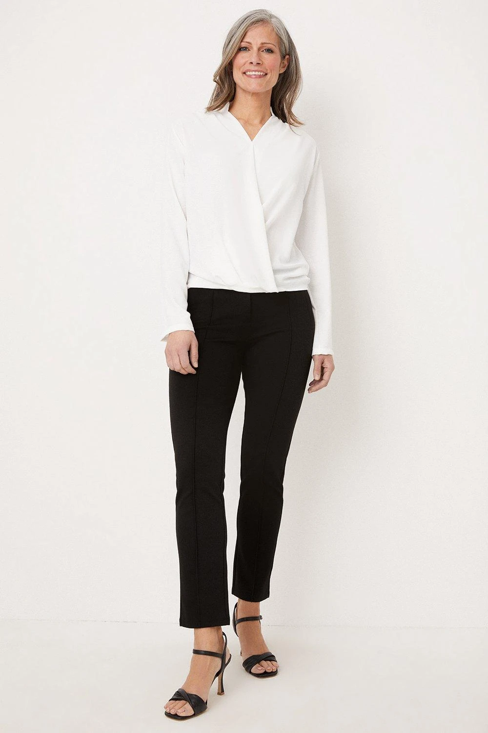 Wallis Plain Long Sleeve Wrap Top - Image 2
