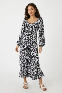 Wallis Petite Mono Floral Sweetheart Dress