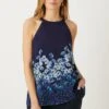 Wallis Blue Floral Border Halter Neck Top
