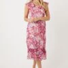Wallis Petite Pink Abstract Ruffle Midi Dress
