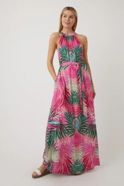 Wallis Tall Pink Palm Maxi Dress