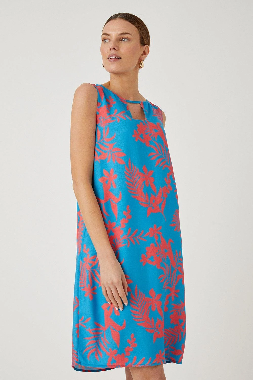 Wallis Tall Aqua Palm Keyhole Shift Dress