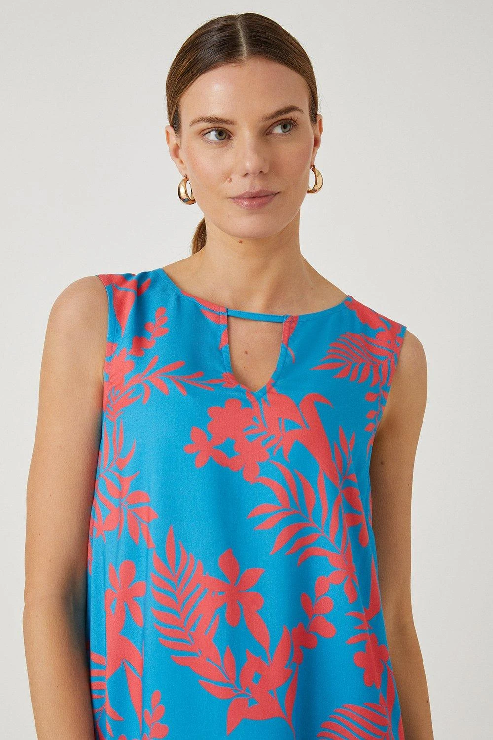 Wallis Tall Aqua Palm Keyhole Shift Dress - Image 2