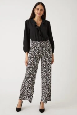 Wallis Wide Leg Animal Jersey Trousers