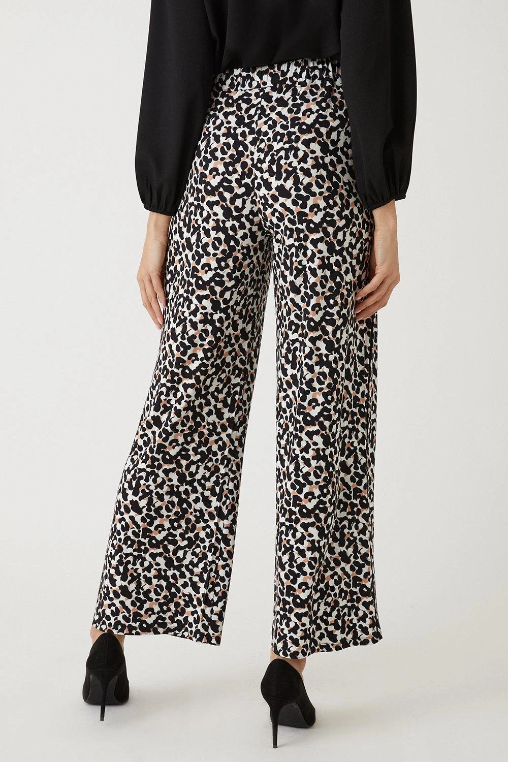 Wallis Wide Leg Animal Jersey Trousers - Image 3