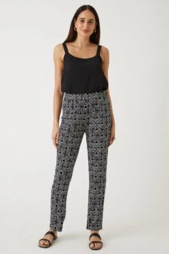 Wallis Black Geo Jersey Tapered Trousers