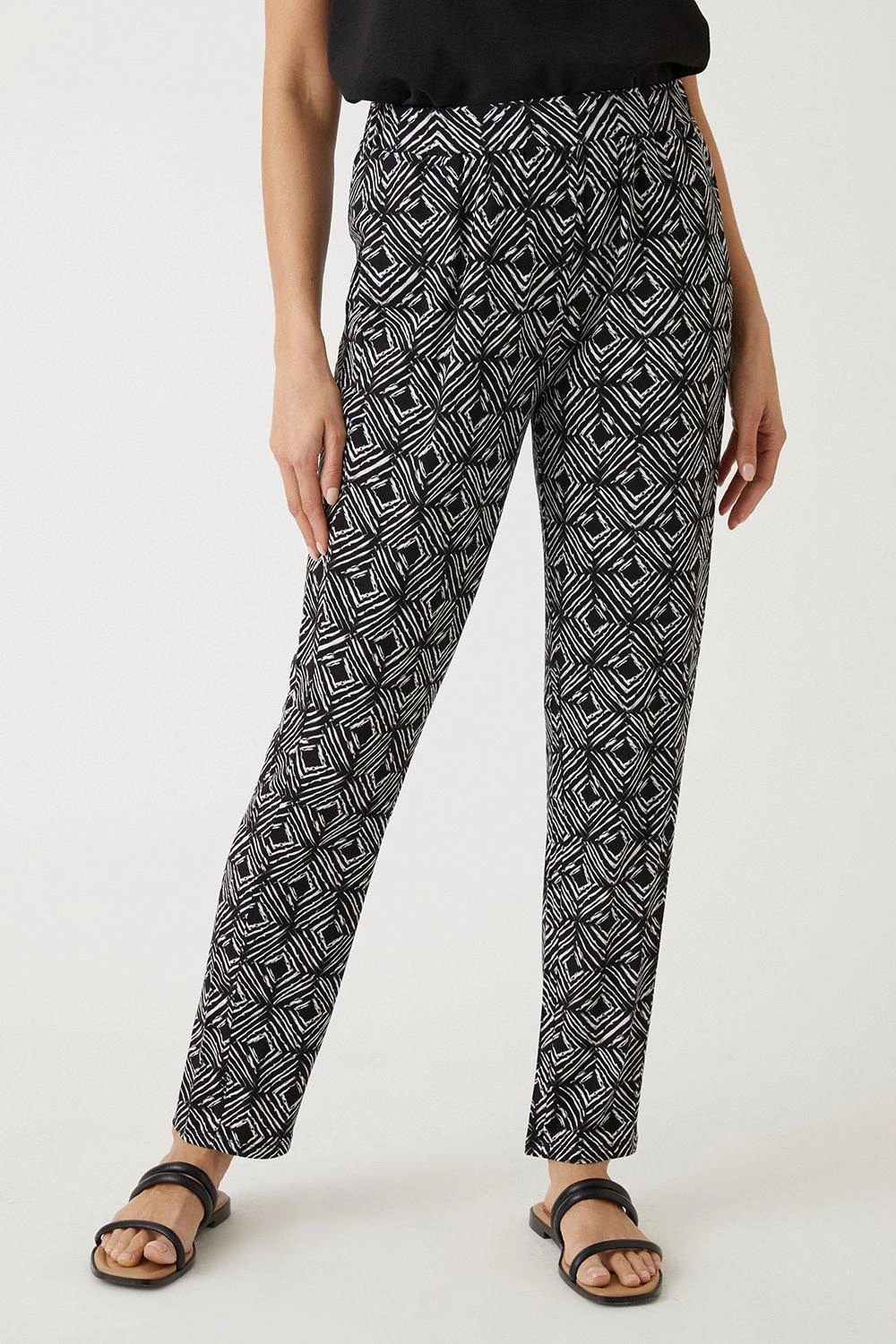 Wallis Black Geo Jersey Tapered Trousers - Image 2