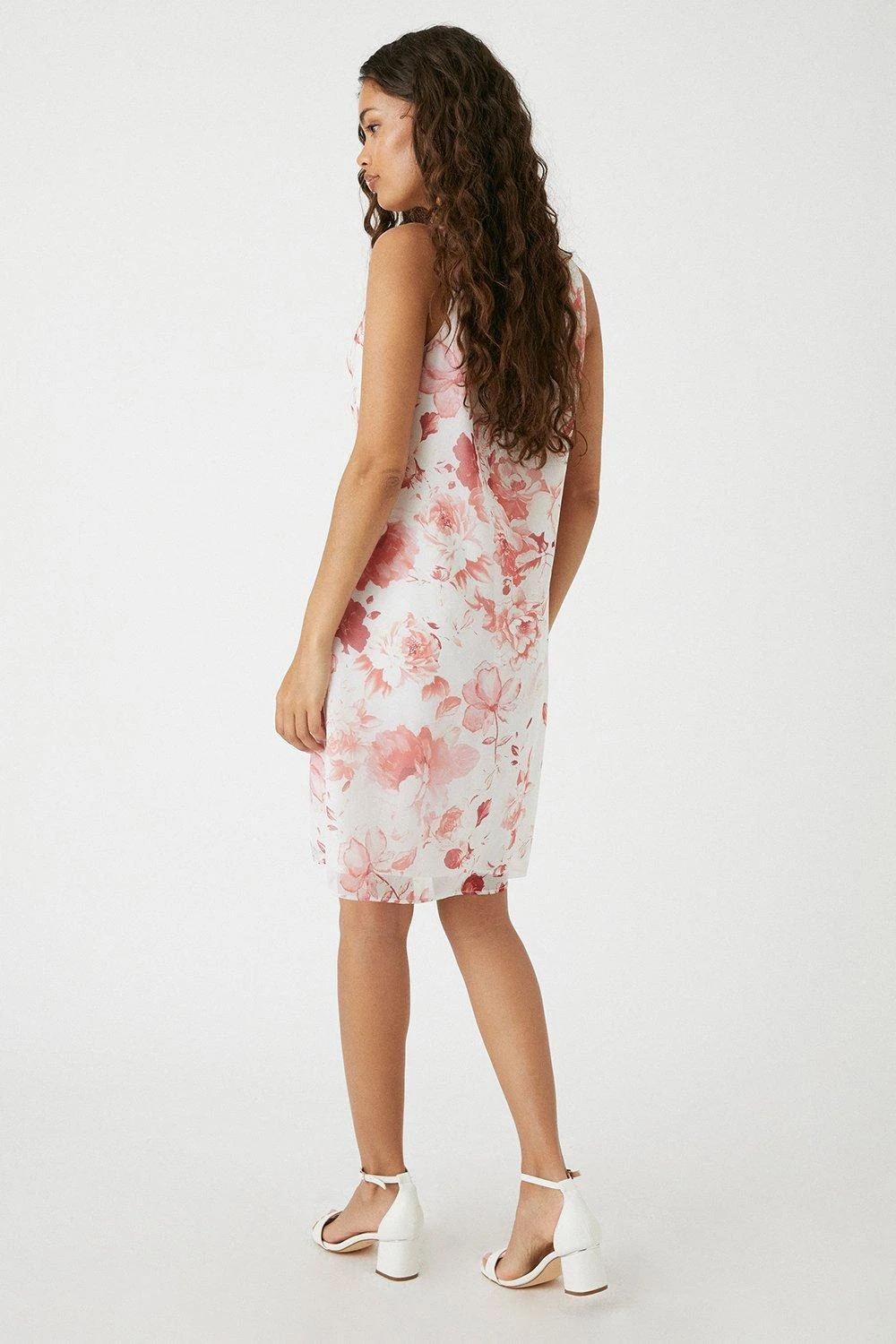 Wallis Petite Coral Floral Shift Dress - Image 3
