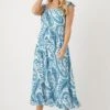 Wallis Petite Blue Paisley Midi Shirred Sundress