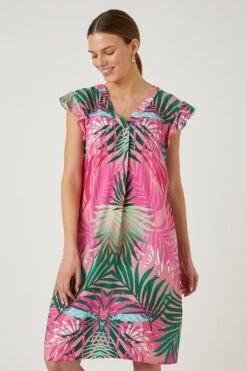 Wallis Tall Pink Palm Shift Dress