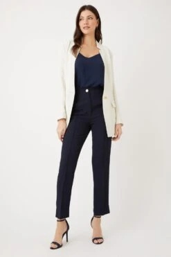 Wallis Navy Split Hem Tapered Trousers