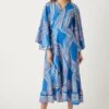 Wallis Blue Geo Frill Detail Wrap Maxi Dress