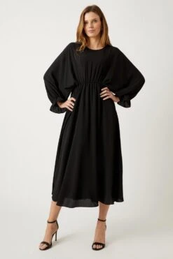 Wallis Black Volume Sleeve Maxi Dress
