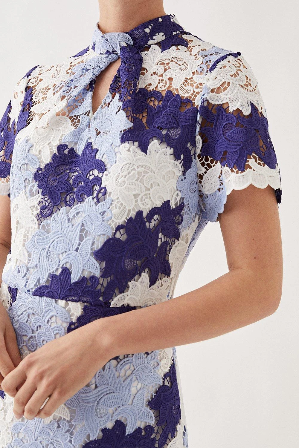 Wallis Petite Blue Floral Lace Shift Dress - Image 2