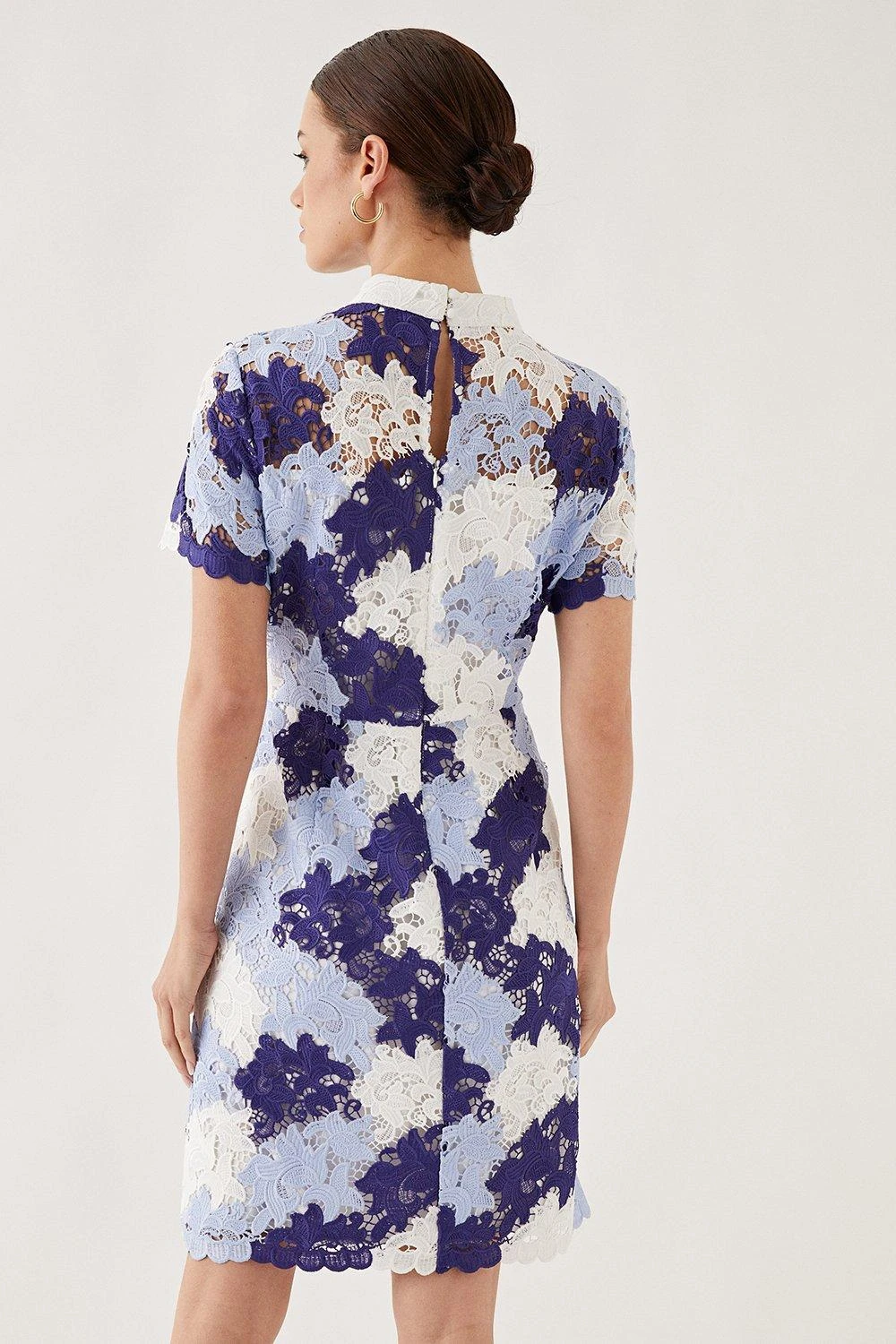 Wallis Petite Blue Floral Lace Shift Dress - Image 3