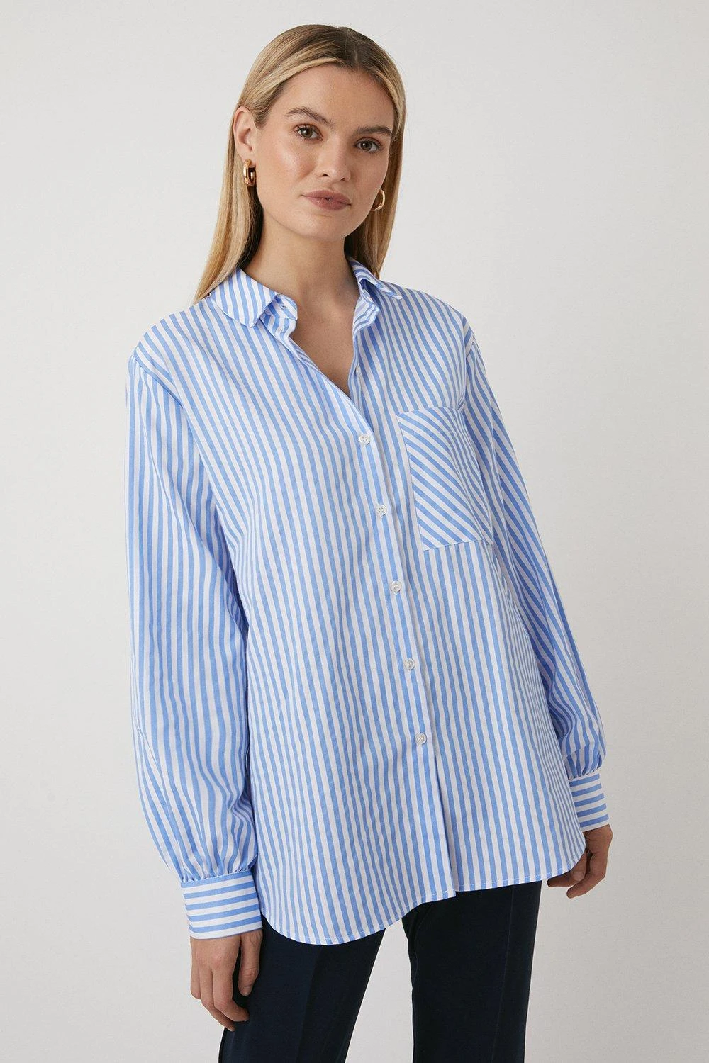 Wallis Blue Striped Pocket Shirt