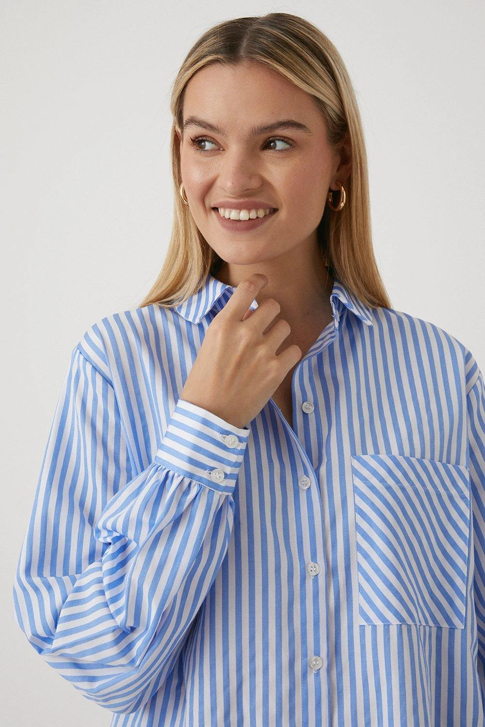 Wallis Blue Striped Pocket Shirt - Image 2