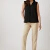 Wallis Black Textured Sleeveless Tie Neck Top