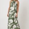 Wallis Khaki Floral Halter Maxi Dress