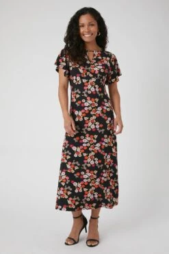 Wallis Petite Floral Keyhole Midi Dress