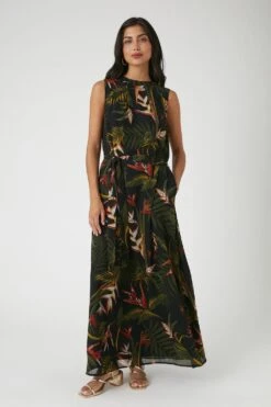 Wallis Tall Black Floral Midi Dress