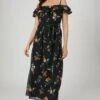 Wallis Chiffon Floral Print Bardot Maxi Dress