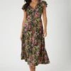 Wallis Mosaic Ruched Midi Dress