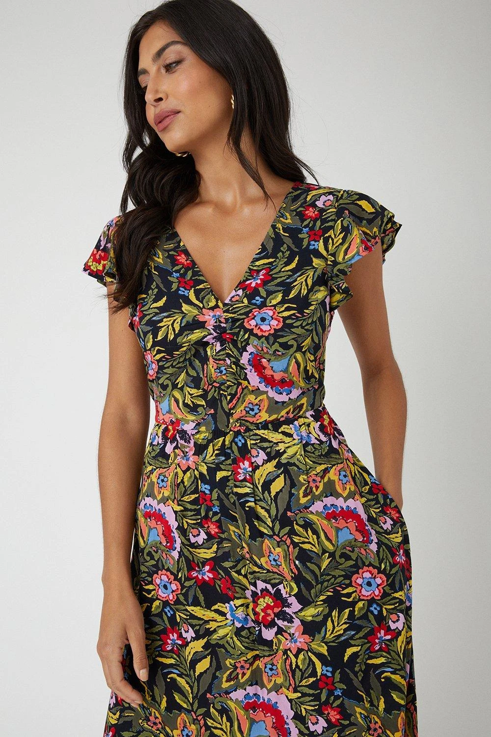 Wallis Mosaic Ruched Midi Dress - Image 2