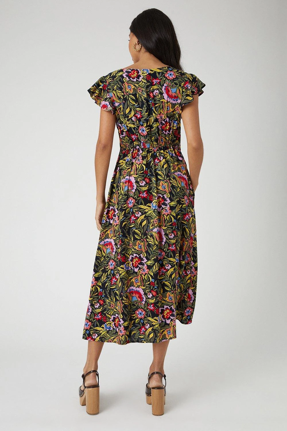 Wallis Mosaic Ruched Midi Dress - Image 3