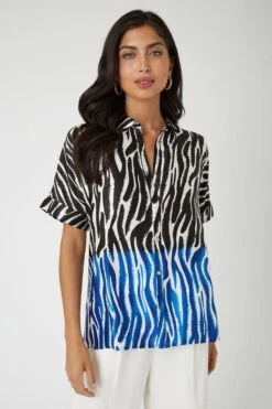 Wallis Placed Border Zebra Print Shirt